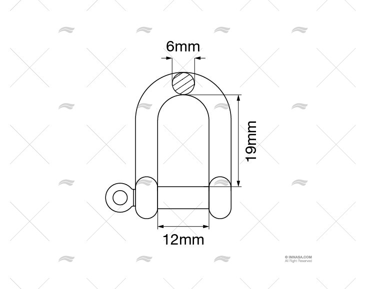 Grillete recto inoxidable 6 mm – referencia 20250122