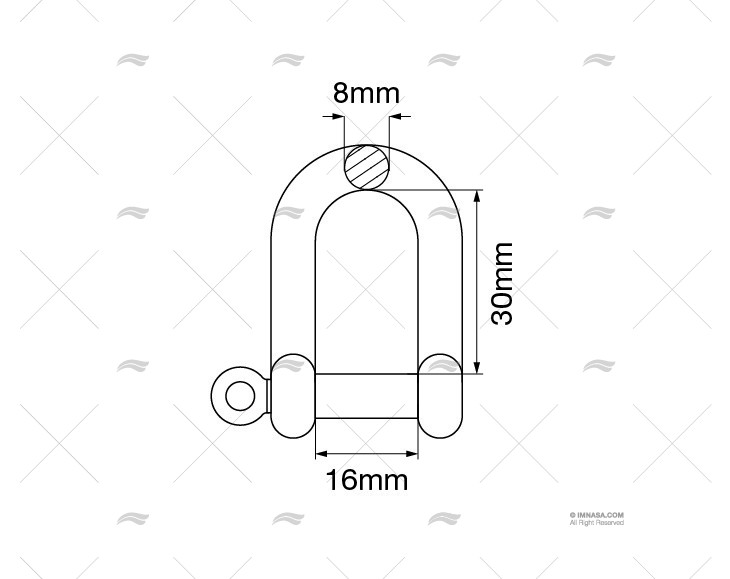 Grillete recto inoxidable 8 mm – referencia 20250123
