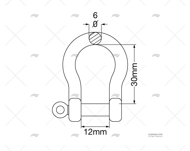 Grillete lira inoxidable con eje cautivo 6 mm – referencia 20250767