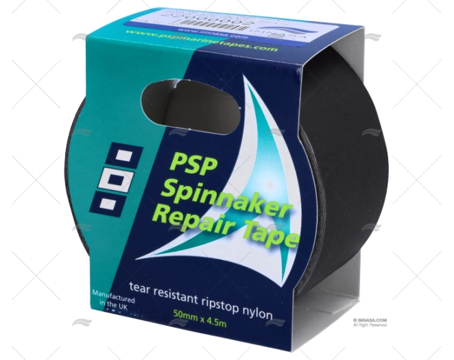 Cinta negra PSP para reparación de spinnaker, rollo de 50 mm por 4,5 m