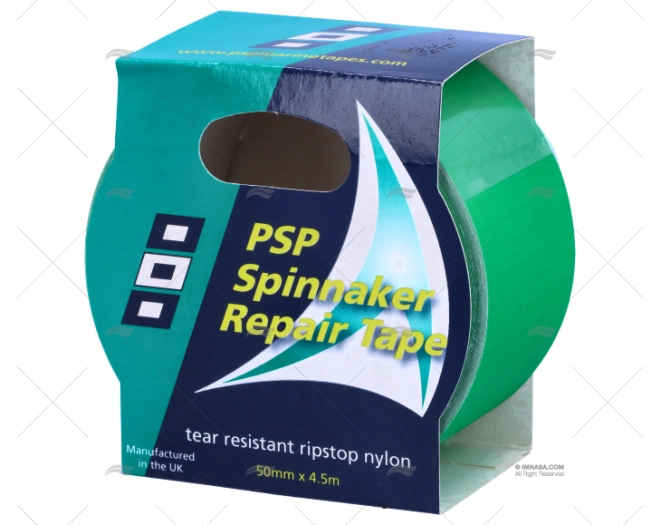 Cinta verde PSP para reparación de spinnaker, rollo de 50 mm por 4,5 m