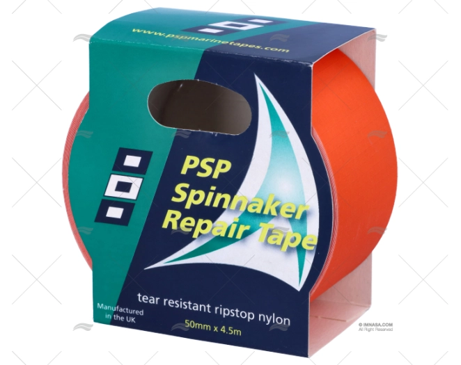Cinta naranja PSP para reparación de spinnaker, rollo de 50 mm por 4,5 m