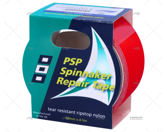 Cinta roja PSP para reparación de spinnaker, rollo de 50 mm por 4,5 m
