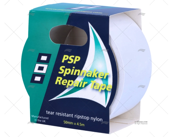 Rollo de cinta blanca PSP para reparación de spinnaker, 50 mm por 4,5 m