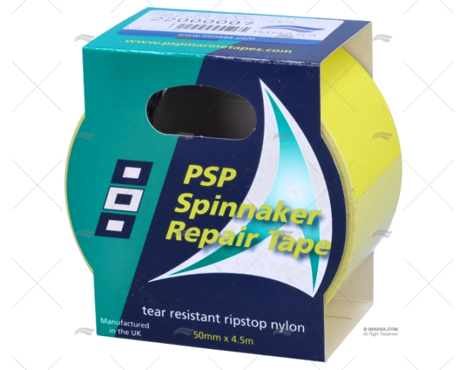Cinta amarilla PSP para reparación de spinnaker, rollo de 50 mm por 4,5 m